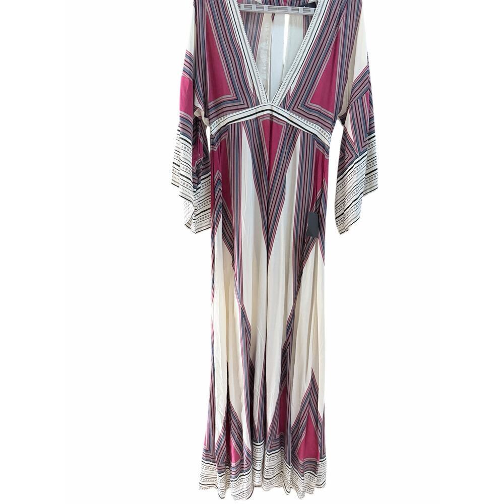 *New Lulus Montecito cream Print Maxi bohemian geometric Dress. Size-M - Picture 3 of 8